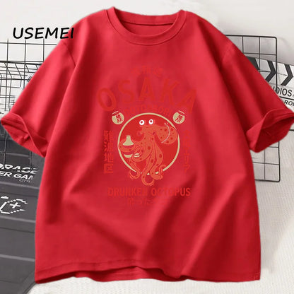Osaka Dotonbori Drunken Octopus T-Shirt – Japanese Street Food Lover Vintage Cotton Graphic Tee
