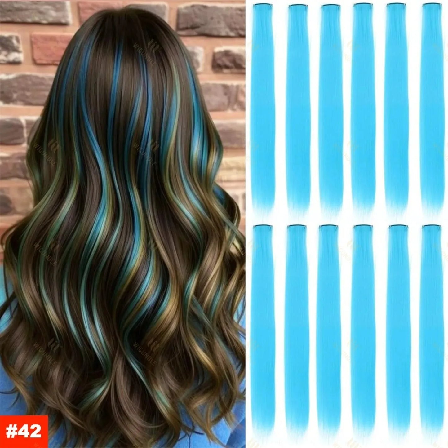 1/5/11 Pack 22" Clip-In Multi-Color Rainbow Hair Extensions – Synthetic Highlights for Girls, Women & Kids