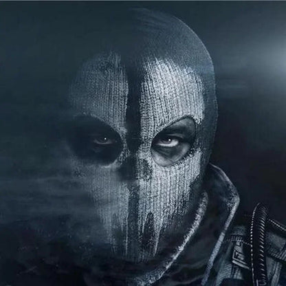 Black Skull Balaclava Mask - Warm Full Face Hood Beanie for Men Outdoor Wear