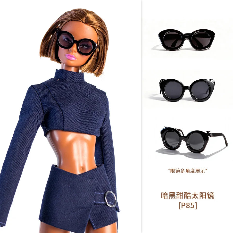 Personalized Fashion Accessories for 1/6 Doll – Futuristic Earring, Necklace & 30cm Supermodel Doll Glasses, Sweet & Cool Dress-Up Set