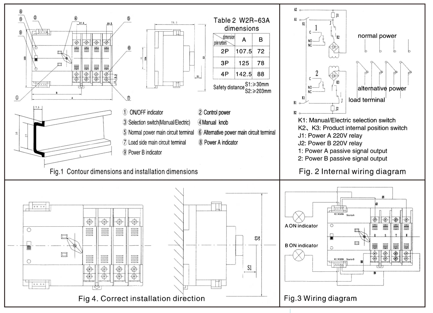 TONGOU Din Rail ATS Dual Power Automatic Transfer Switch – 2P 3P 4P Electrical Selector, Uninterrupted Power, 63A-100A Mini