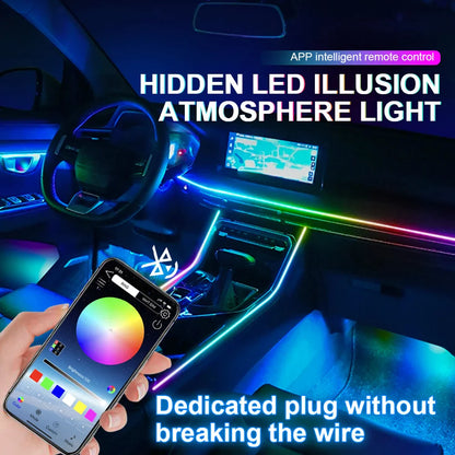 6/10/14/18-in-1 LED Car Ambient Lights – RGB 213 64-Color Acrylic Strips, Rainbow Symphony Streamer Interior Atmosphere Lamp Kit