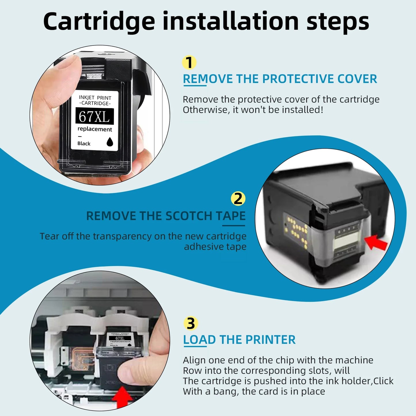 67XL Ink Cartridge Replacement Combo Pack for HP – Compatible with DeskJet 2755e, 2700, 2855e, 2800, 2742e, 4155e, 4255e, 4100 & Envy 6055 Printers Ink Set