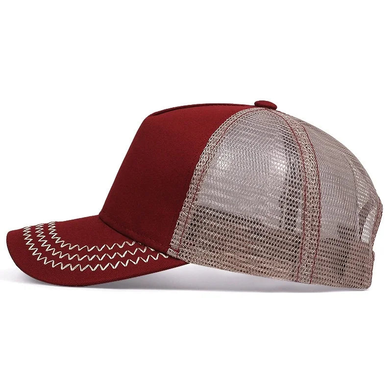 Lightweight Mesh Baseball Cap - Solid Color Breathable Summer Sun Hat for Men & Women