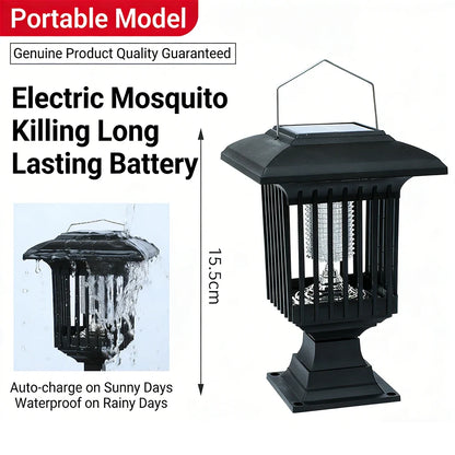 Solar Bug Zapper Lamp - Waterproof Cordless Mosquito Killer with UV & White Light for Indoor Outdoor Use