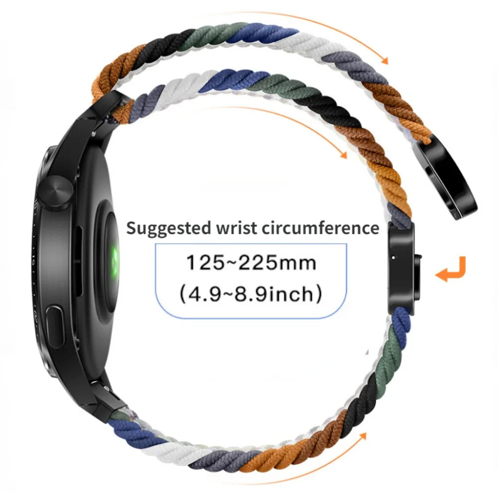 22mm Braided Nylon Watch Band – Loop Sport Strap for OnePlus Watch 3/2, OPPO Watch X/X2/4 Pro & 46mm Smartwatch Bracelet