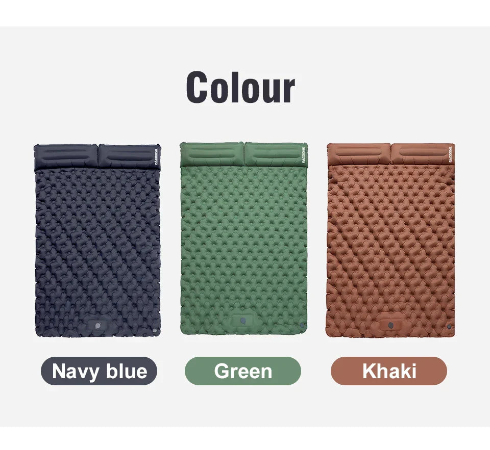 PACOONE Outdoor Camping Double Inflatable Mattress - Extra Wide Ultralight Folding Sleeping Pad