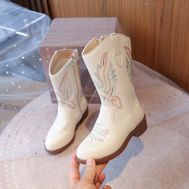 Children’s Western Embroidered Boots - Tall Fall & Winter Boots for Boys & Girls Ages 3–18