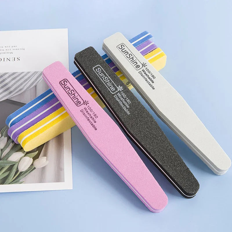 10PCS Double-Sided Nail File Blocks – Colorful Sponge Buffing, Sanding & Polishing Strips for Pedicure & Manicure Tools