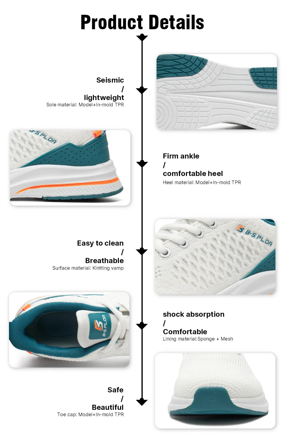 Baasploa Men’s Sport Shoes – Breathable Mesh Running & Casual Sneakers, Non-Slip Comfortable Outdoor Walking Shoes