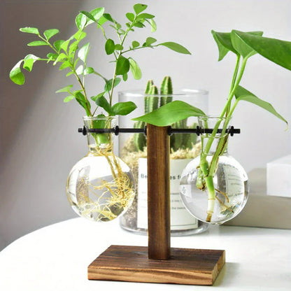 Hydroponic Glass Vase, Vintage Desktop Plant Terrarium Planter, Bulb Water Planting Propagation Vase for Hydroponics Plants