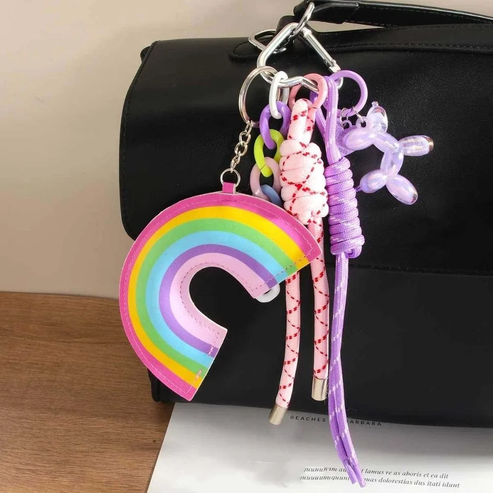 Funny Elegant Starfish Tassel Keychain – Alloy Leopard Print Leather Tulip Cartoon Frog Beaded Bag Pendant Charm for Party & Gifts
