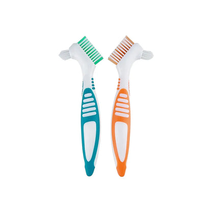 Denture Cleaning Brush - Soft Multi-Layer Bristle False Teeth Brush with Non-Slip Rubber Handle