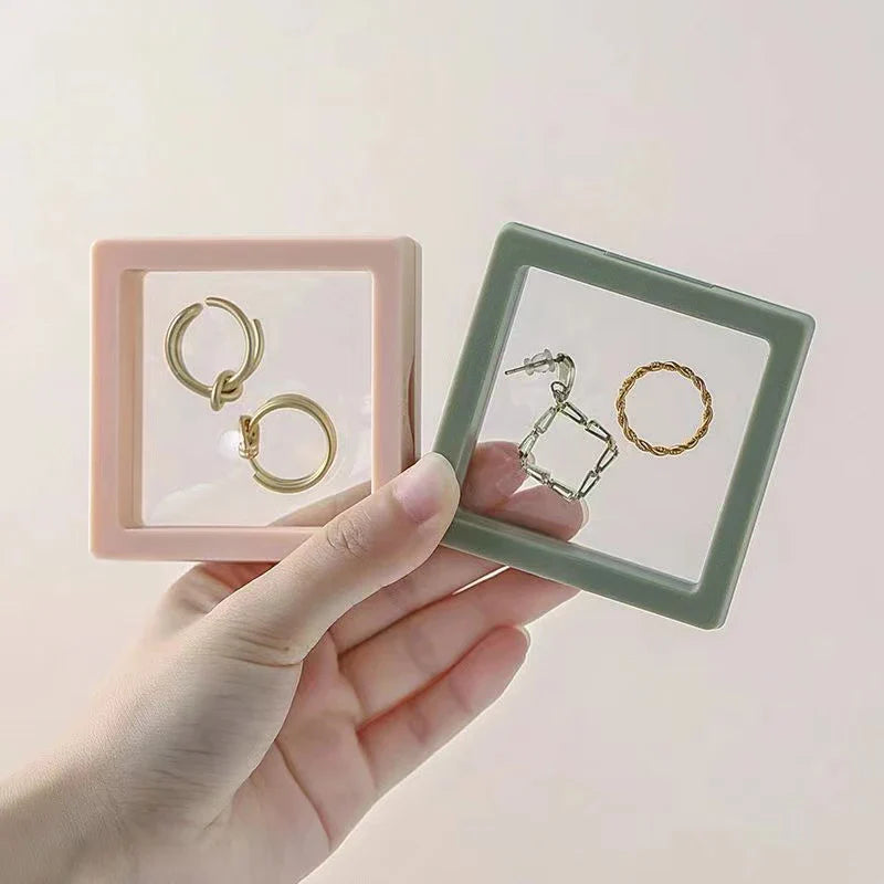 10pcs Transparent Floating Jewelry Display Boxes – Colorful 3D PE Membrane Frame Cases
