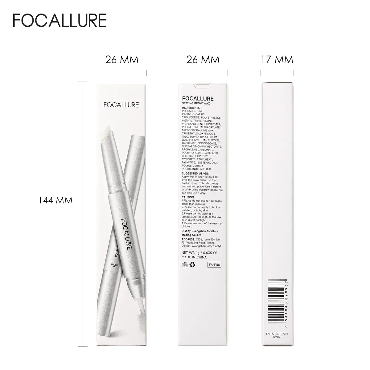 FOCALLURE 3D Eyebrow Gel Pencil – 2-in-1 Waterproof, Long-Lasting Eyebrow Wax & Enhancer Makeup Tool