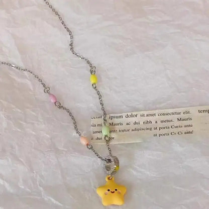 Y2K Colorful Star Beaded Necklace - Cute Dopamine Clavicle Chain Jewelry for Women