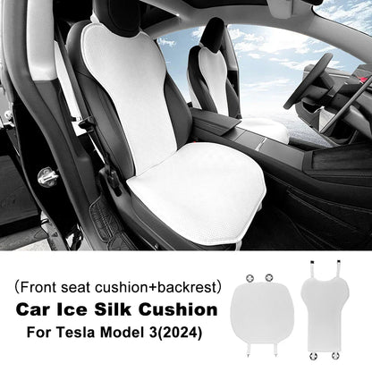 Tesla Model 3 Highland 2024 Ice Silk Car Seat Cushion – Breathable All-Season Seat Cover & Back Seat Protector Interior Accessory