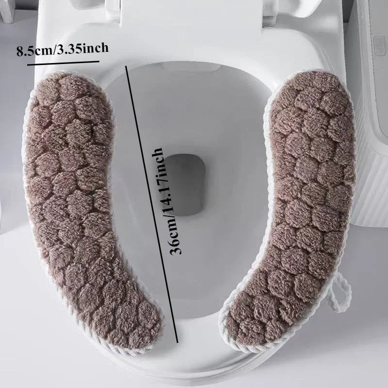 Universal Thickened Toilet Seat Cushion Cover – Soft Warm Anti-Slip Washable Reusable Bathroom Seat Pad for Winter Comfort