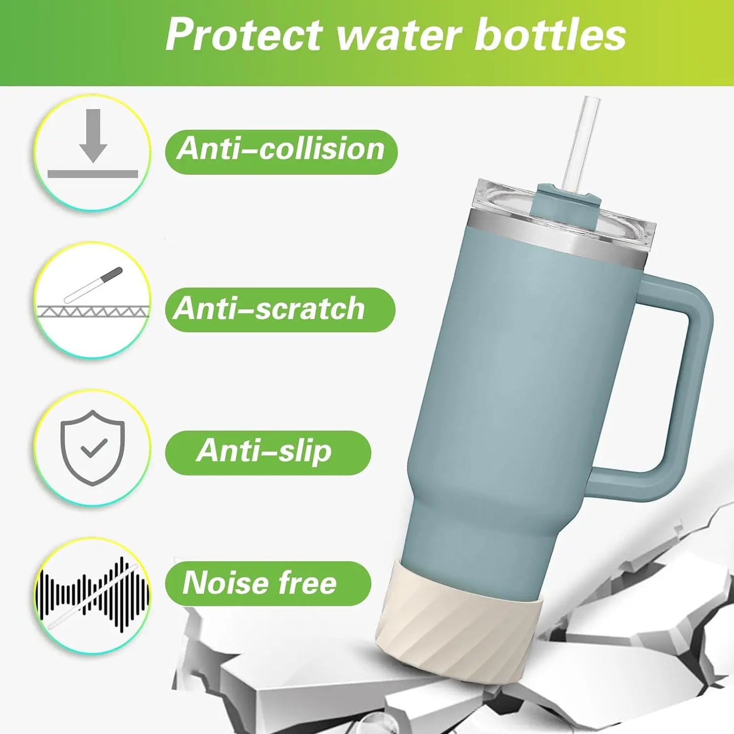 40oz Silicone Cover for Stanley Quencher Tumbler – Protective IceFlow Boot Sleeve with Handle