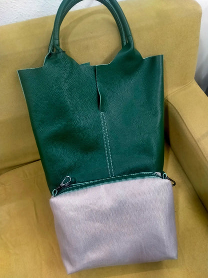 Genuine Leather Women’s Commuter Tote Bag — Soft Cowhide Shoulder Handbag, Large Capacity Bucket Bag, 2025 New