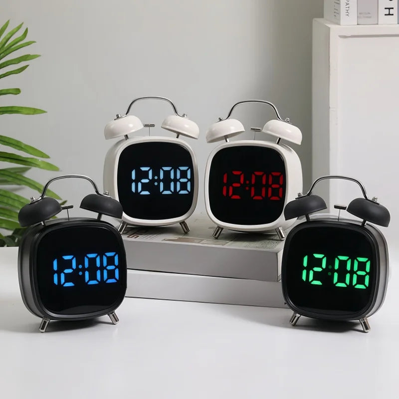 LED Digital Alarm Clock – Voice Control, Date & Temperature Display, Adjustable Brightness & Snooze, 12/24H Table Clock