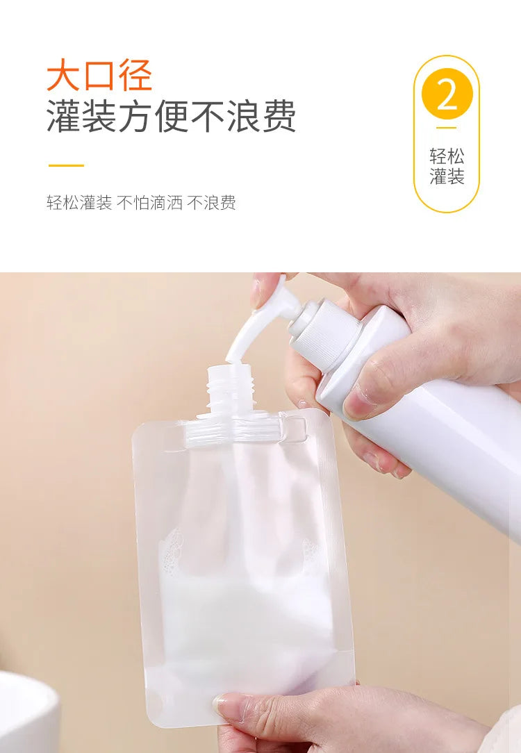 30/50/100ml Refillable Travel Packaging Bags – Portable Lotion, Shampoo, Shower Gel & Makeup Fluid Bottles for Cosmetics