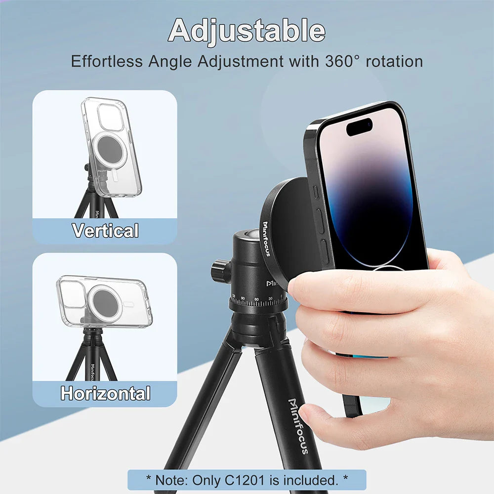 Magnetic Phone Holder for MagSafe with 1/4'' & 3/8'' Arri Holes Tripod Mount Adapter - Compatible with iPhone, Samsung, Huawei, Xiaomi Smartphones