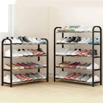 4-Floor Creative Home Shoe Rack – Dormitory Door Storage Cabinet, Black, 2 Sets Assembly Components for Shoes