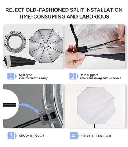TRIOPO Foldable Octagon Softbox – 55cm, 65cm, 90cm, 120cm Bowens Mount for Sokani X100, COLBOR CL60, Godox & Aputure LED Video Lights