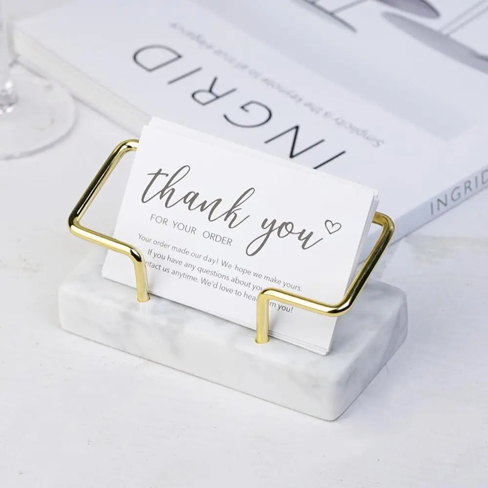 Marble Business Card Holder Desktop Organizer — Office Name Card Display & Memo Storage Stand
