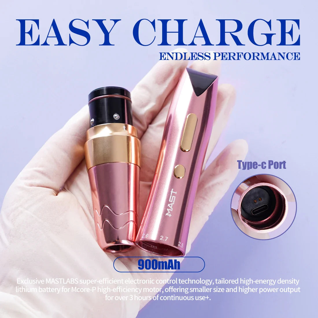 Mast P60 Wireless Tattoo Pen – Permanent Makeup Kit with 2 Batteries & 5 Adjustable Strokes for Eyebrows, Eyeliner & Lips