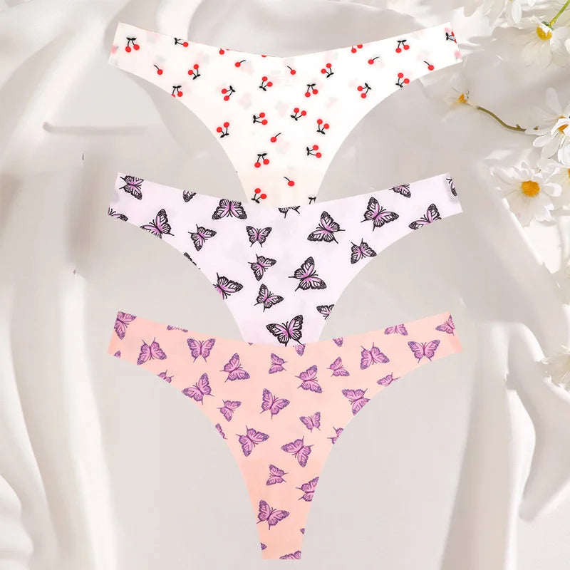 3PCS Women’s Sexy G-String Set - Colorful Seamless Bikini T-Back Low Waist Lingerie Underwear