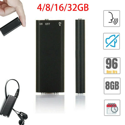 Mini Portable Voice Recorder – Intelligent Voice-Activated HD Audio Recorder with Noise Reduction, MP3 Player, Magnet & OTG