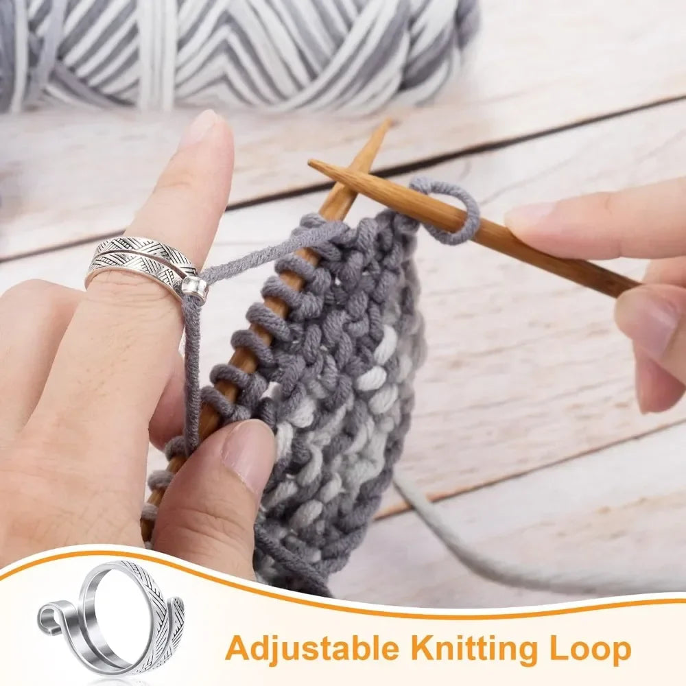 Adjustable Crochet Tension Cat Ring – Beginner Knitting & Crochet Hook Finger Holders, Yarn Guide Winder Tools
