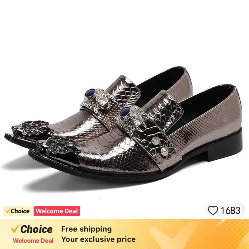Men's White Gold Toe Oxford Slip-On Loafers - Luxury PU Leather Formal Dress Shoes for Weddings & Parties, Sizes 38-49