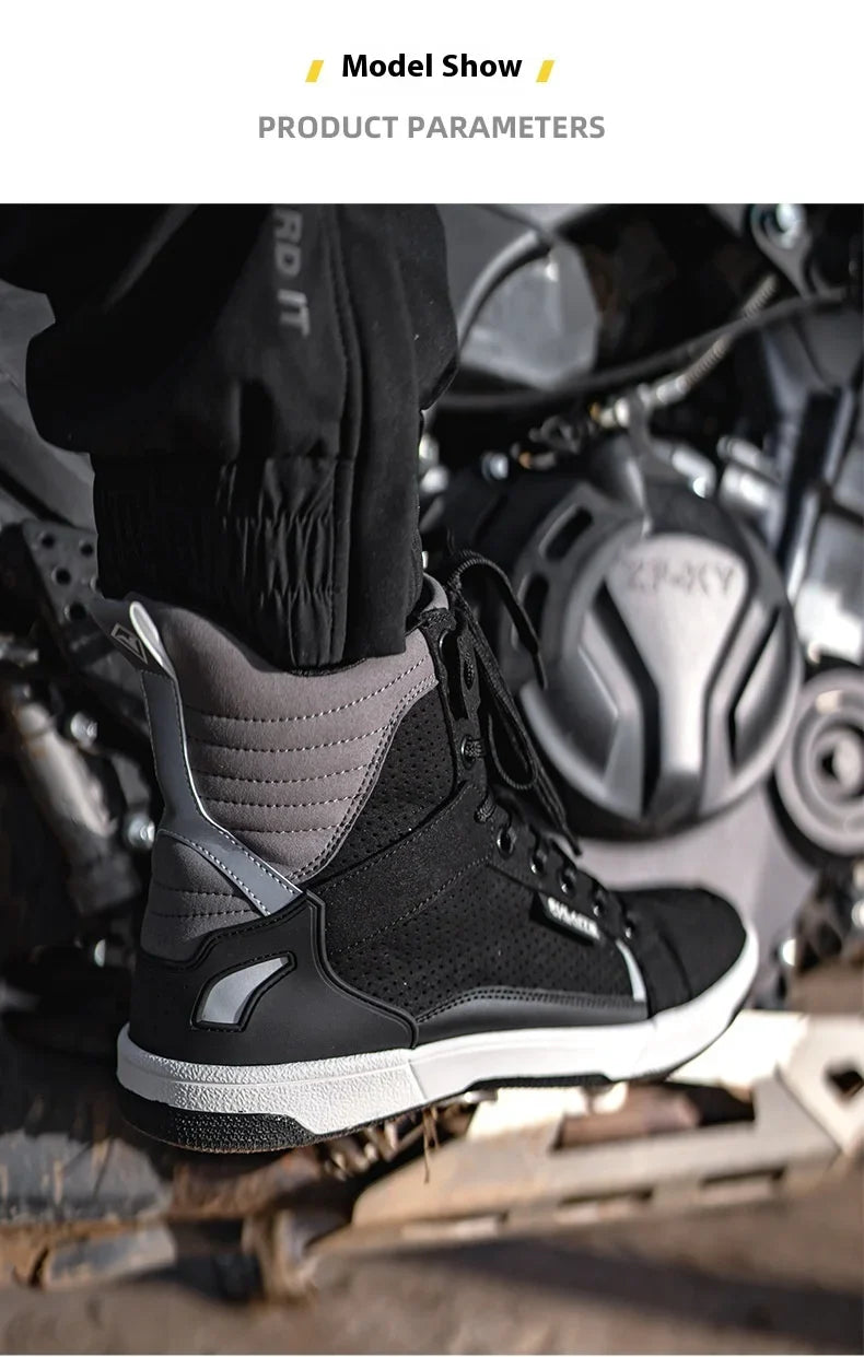 Motorcycle Riding Shoes - Breathable High-Cut, Anti-Fall, Anti-Slip Knight Boots, Parkour Shoes, All-Season Casual Motorcycle Boots