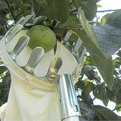 Metal Fruit Picker - Orchard Gardening Apple Peach High Tree Picking Tools with Fruit Catcher Collection Pouch, Farm Garden Supplies