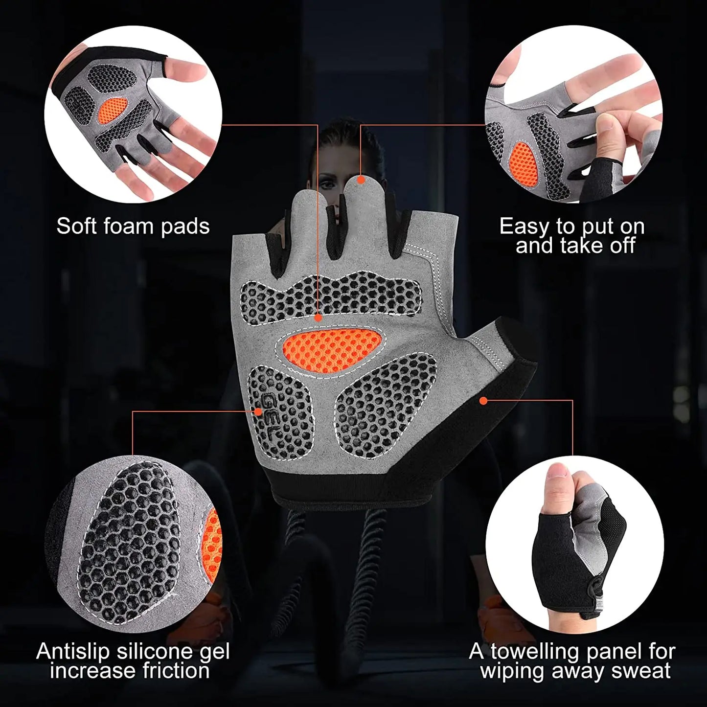 Gym Gloves – Fitness Training Fingerless Gloves for Men and Women – Anti-Slip, Breathable Bodybuilding and Cycling Sports Gloves