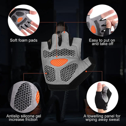 Gym Gloves – Fitness Training Fingerless Gloves for Men and Women – Anti-Slip, Breathable Bodybuilding and Cycling Sports Gloves