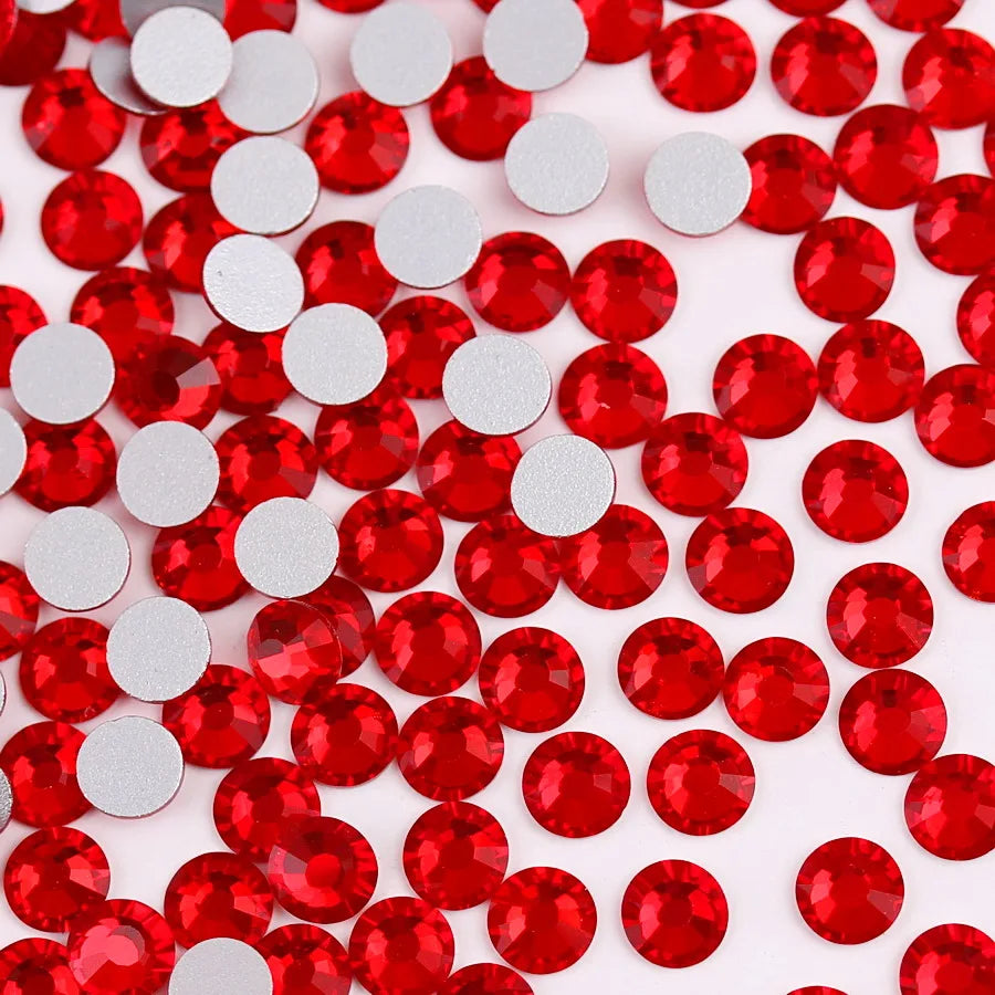 Glass Crystal Flatback Rhinestones SS6–SS30 Set – 7 Sizes Non-Hotfix Round Nail Art Beads for DIY Crafts & Decoration