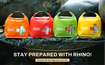 RHINO RESCUE Waterproof First Aid Kit — Lightweight Dry Bag with Emergency Survival Supplies for Outdoor Kayaking, Swimming & Boating