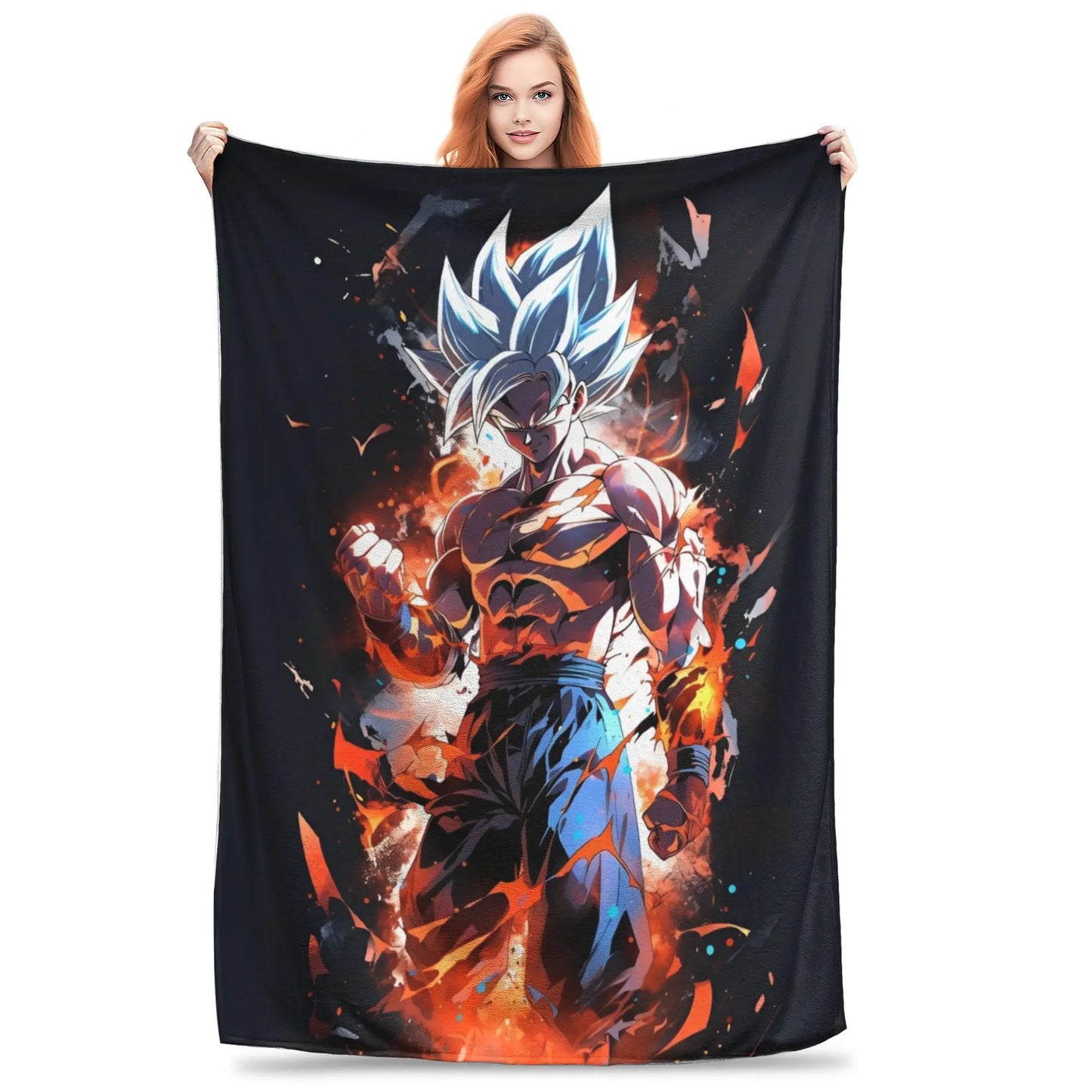 Dragon Ball Z Anime Blanket – Goku Flannel Throw for Bed & Sofa, Warm Cozy DBZ Blanket for Spring & Autumn