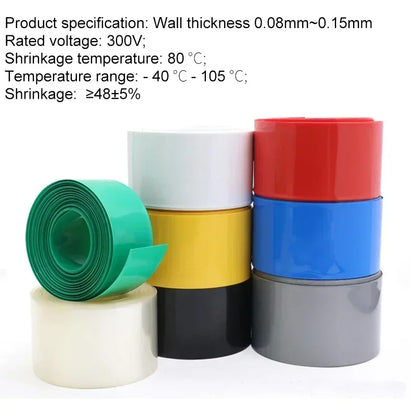 2M/5M/10M PVC Heat Shrink Tube for 18650 Lithium Battery Packs – Insulated Wire Cable Sleeve Protection Wrap