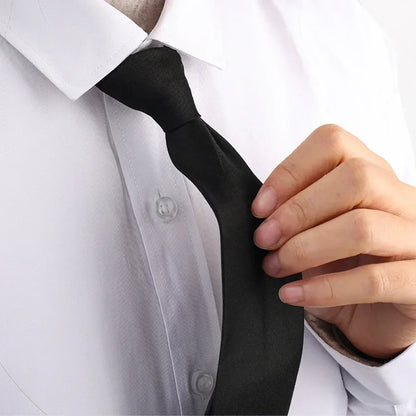 Unisex Black Clip-On Tie – Simple Security Necktie for Uniforms, Suits, Students & Funerals