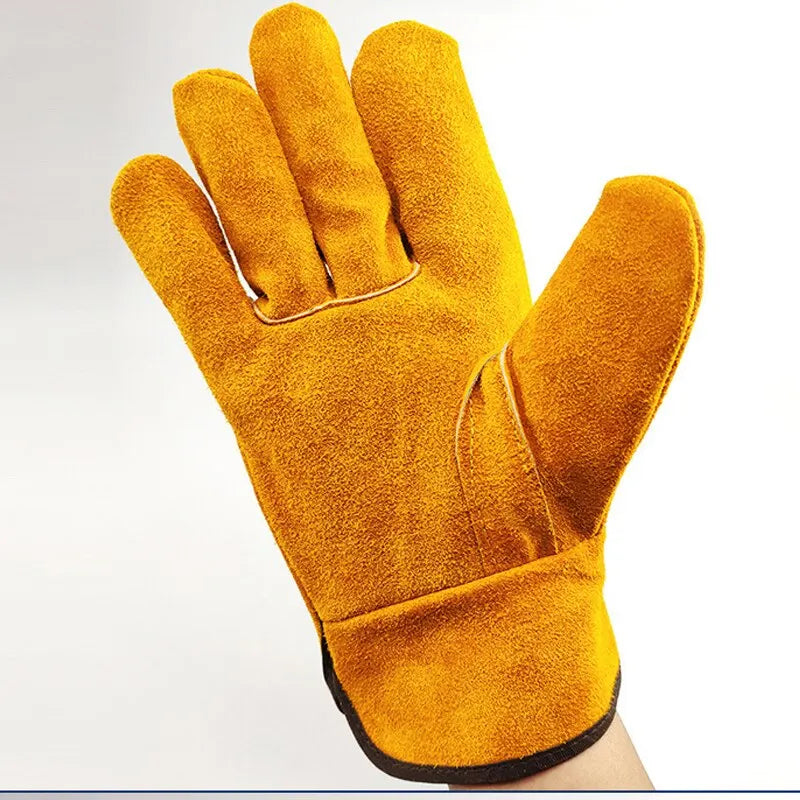 Men's Work Gloves – Soft Cowhide Driver, Hunting, Driving, Farm, Garden & Welding Safety Mechanic Gloves
