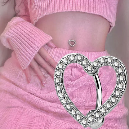 Stainless Steel CZ Belly Button Piercing – Heart & Butterfly Navel Barbell Jewelry for Women Sexy Navel Ring