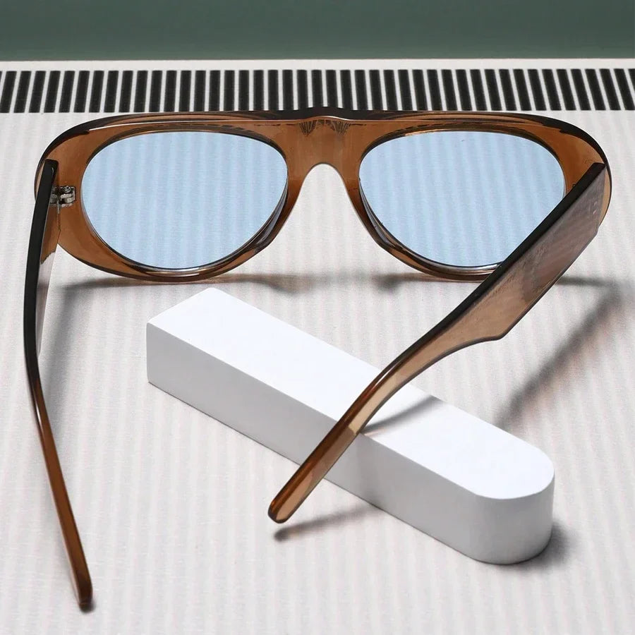 Fashion Retro Oval Large Frame Sunglasses — Minimalist Design UV-Resistant Eyewear for Women