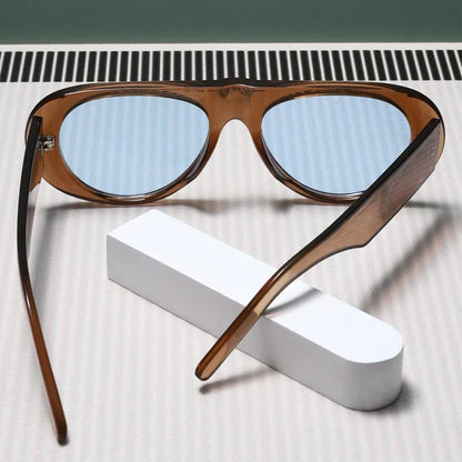 Fashion Retro Oval Large Frame Sunglasses — Minimalist Design UV-Resistant Eyewear for Women