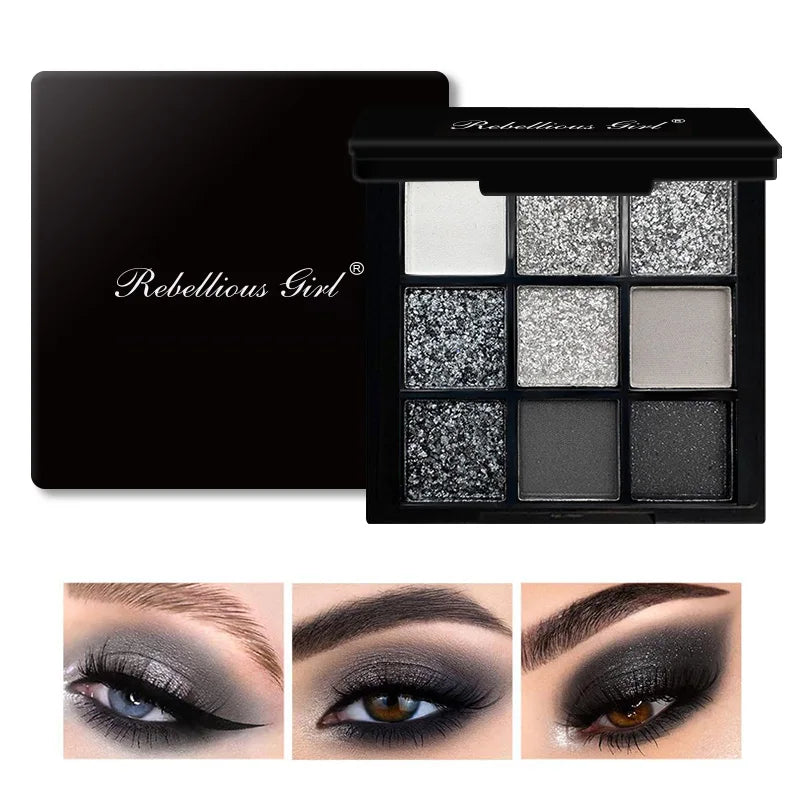 9-Grid Eyeshadow Palette – Glitter, Pearlescent, Matte, Shimmer Long-Lasting Eye Makeup for Women