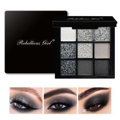 9-Grid Eyeshadow Palette – Glitter, Pearlescent, Matte, Shimmer Long-Lasting Eye Makeup for Women
